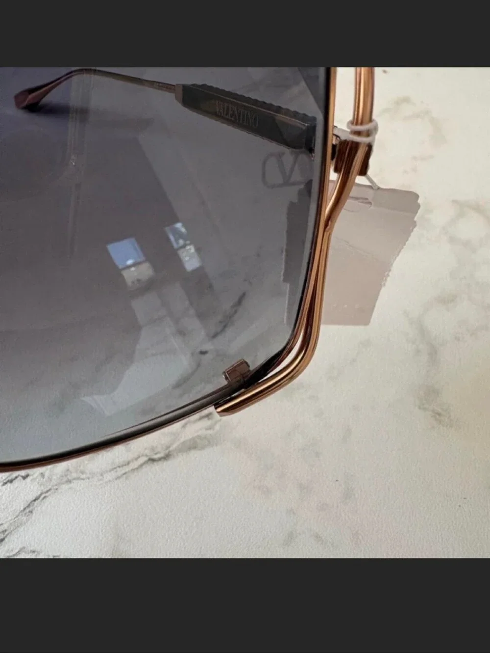 VALENTINO SUNGLASS Women’s Rose Gold Frame Sunglasses with Blue Gradient Lenses